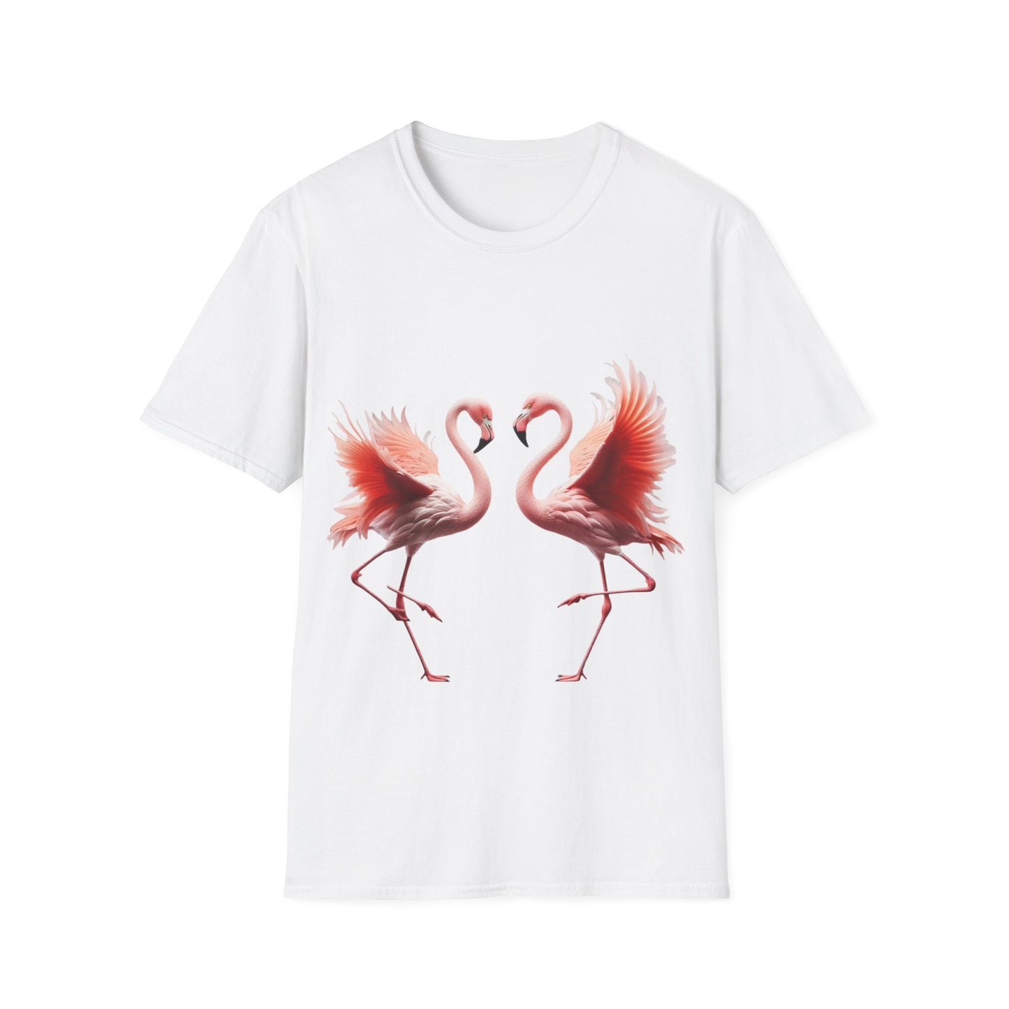 Flamingo Love Unisex Softstyle T-Shirt – Tropical Vibes for Every Occasion!