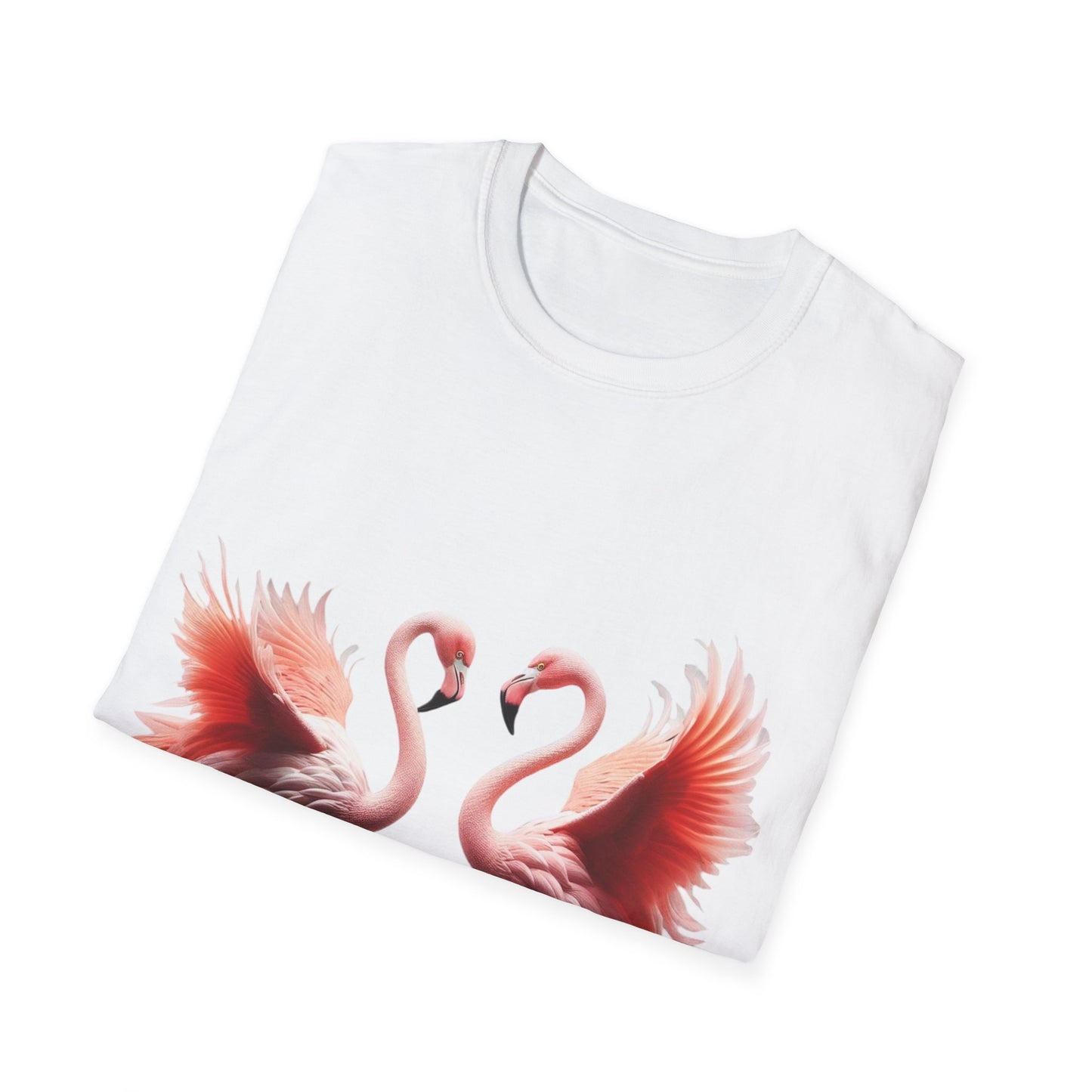 Flamingo Love Unisex Softstyle T-Shirt – Tropical Vibes for Every Occasion!